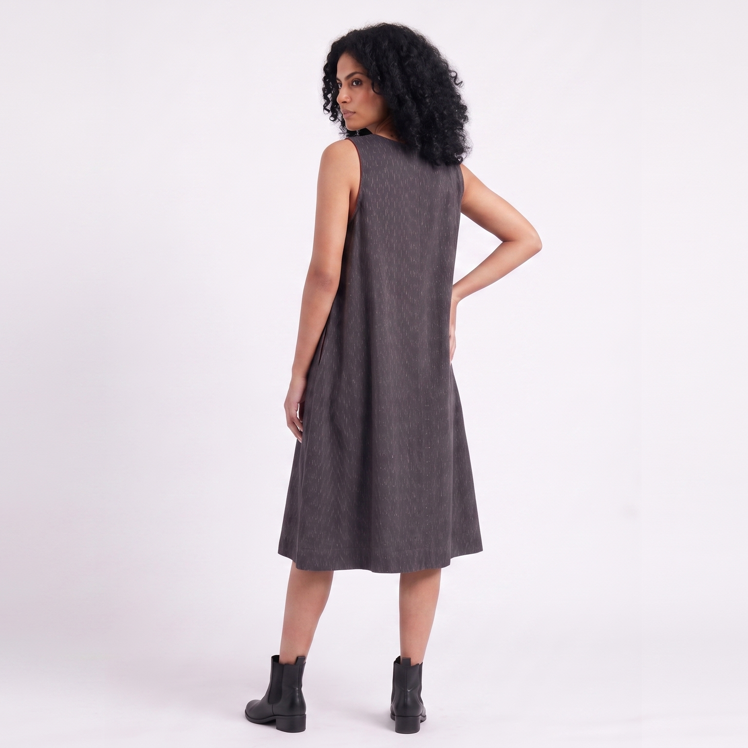 Handwoven Cotton Slip Dress- Black