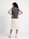 Handwoven Ikat Tussar Silk Vest-  Indigo