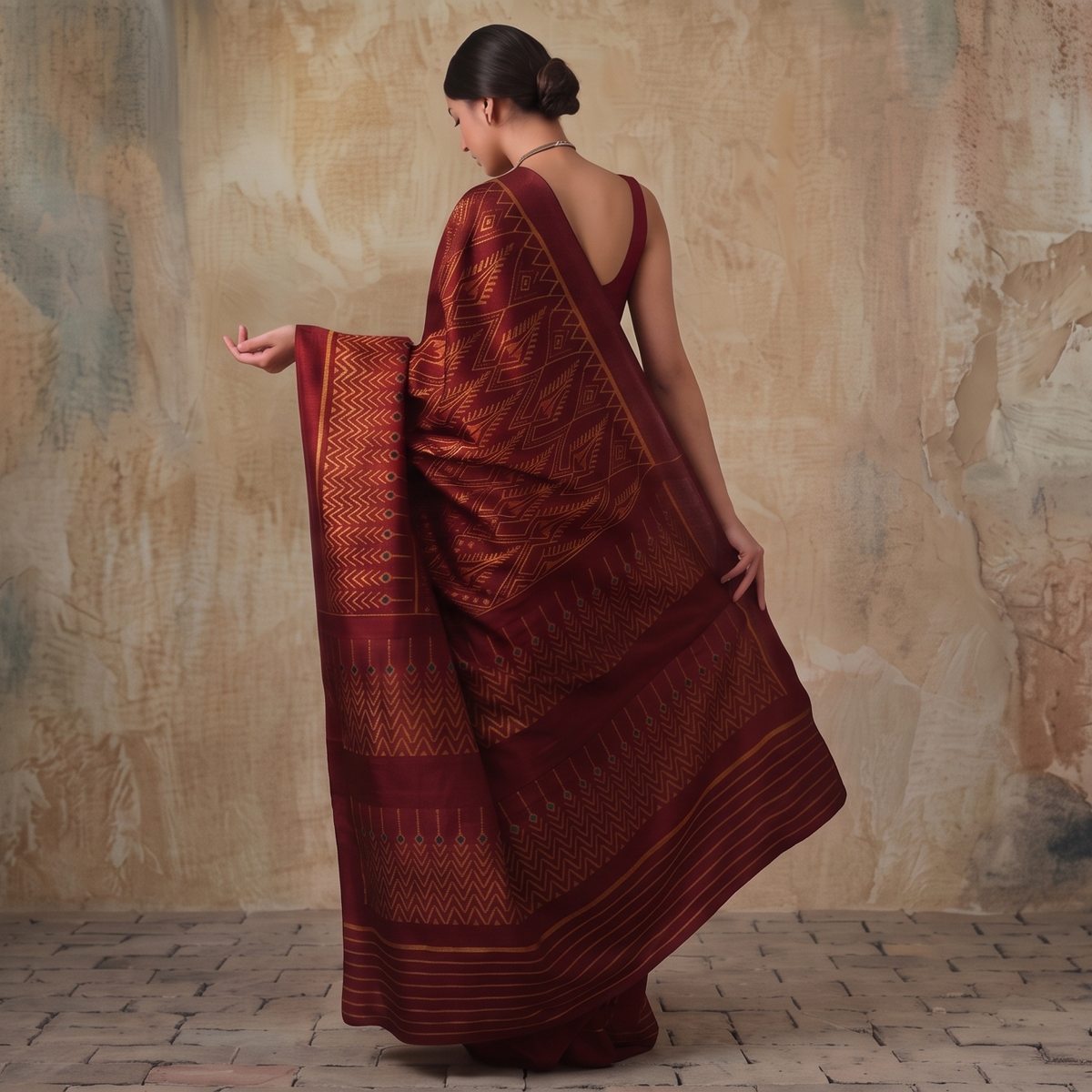 SARONG Handwoven Ikat Silk Saree - Red