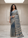 Dabu Doop  Tussar Silk Sari -Blue
