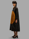 Handwoven Ikat Silk Double Collar Dress- Shunya Black