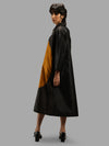 Handwoven Ikat Silk Double Collar Dress- Shunya Black