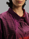 Handwoven Ikat Silk Double Collar Dress- Shunya Purple