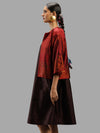 Handwoven Ikat Silk Reversible Short Jacket- Sarong Red