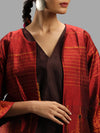 Handwoven Ikat Silk Reversible Short Jacket- Sarong Red