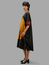 Handwoven Ikat Silk Kaftan Dress- Shunya Black