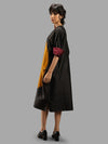 Handwoven Ikat Silk Kaftan Dress- Shunya Black