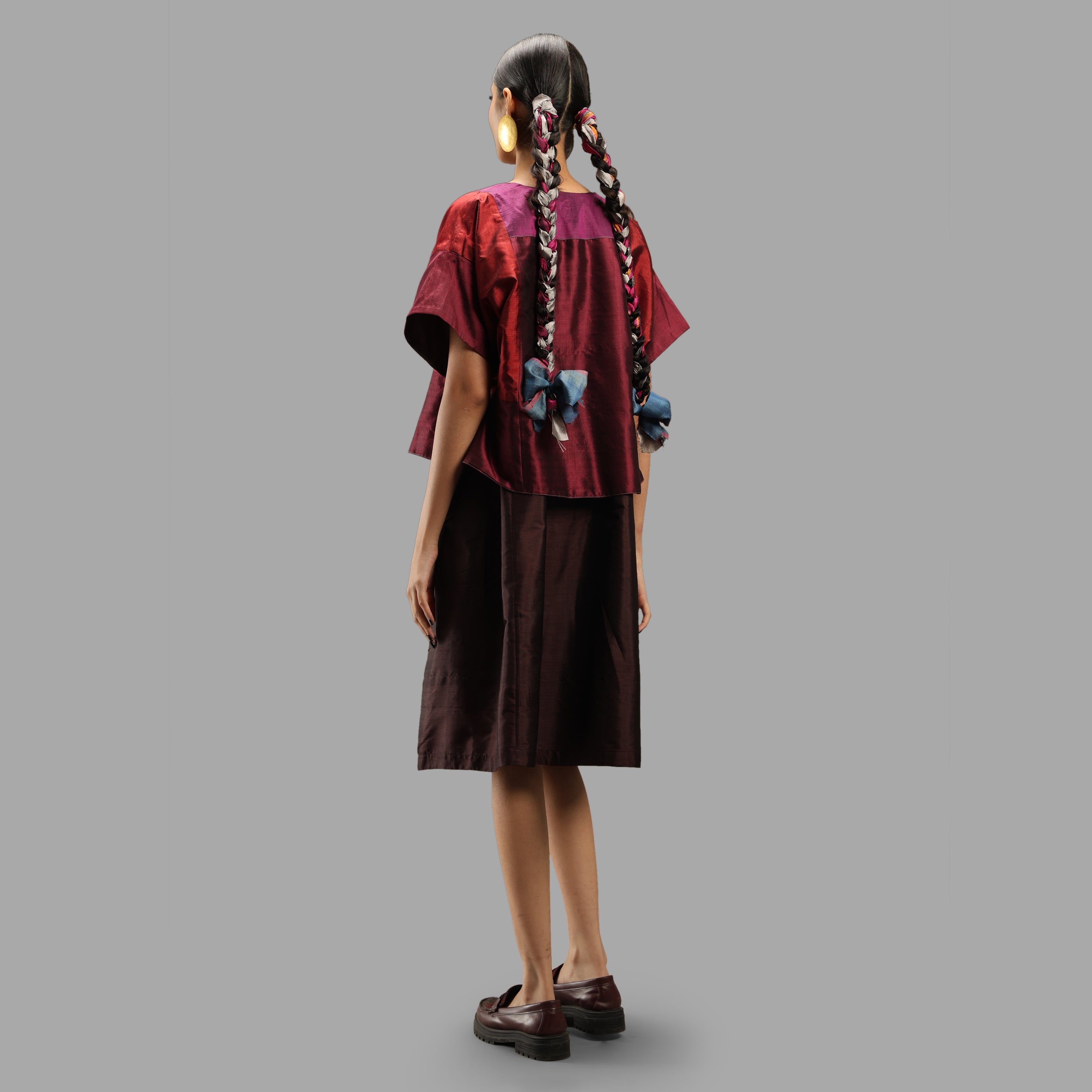 Handwoven Ikat Silk Paneled Jacket- Pink