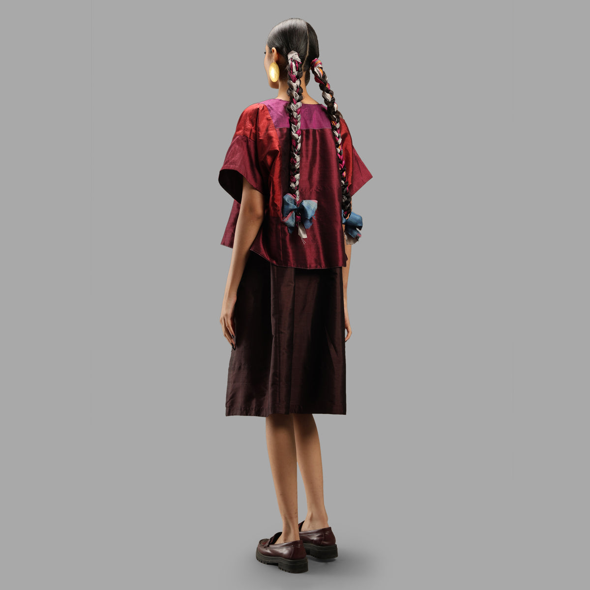 Handwoven Ikat Silk Paneled Jacket- Pink