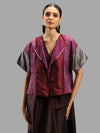 Handwoven Ikat Silk Paneled Jacket- Pink