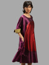 Handwoven Ikat Silk Kaftan Dress- Shunya Purple