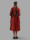 Handwoven Ikat Silk Anarkali Dress- Red