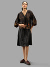 Handwoven Ikat Silk Reversible Jacket- Sarong Black