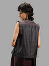 Handwoven Ikat Tussar Silk Vest-  Burgundy