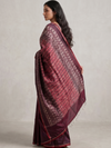 Ikat Tussar Trishul Long Pallu Handwoven Silk Saree - Burgundy Red