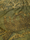 DABU TREE OF LIFE Peacock motif Tussar Silk Sari - Mehendi Green