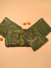 DABU TREE OF LIFE Peacock motif Tussar Silk Sari - Mehendi Green
