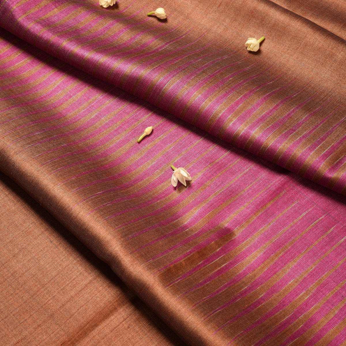 JWALA Handwoven Silk Ikat Saree - Brown Pink