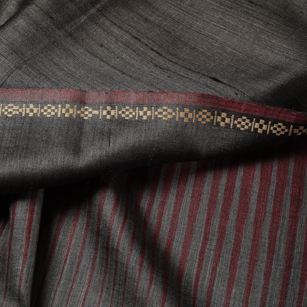 JWALA Handwoven Silk Ikat Saree - Grey Maroon