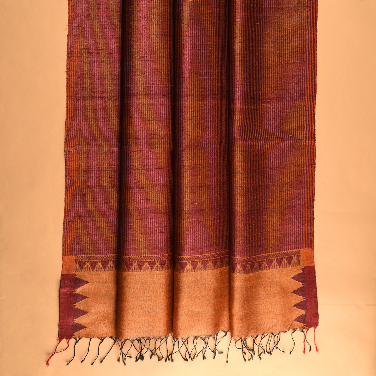 KUMBHA Handloom Tussar Silk Sari - Rust Orange