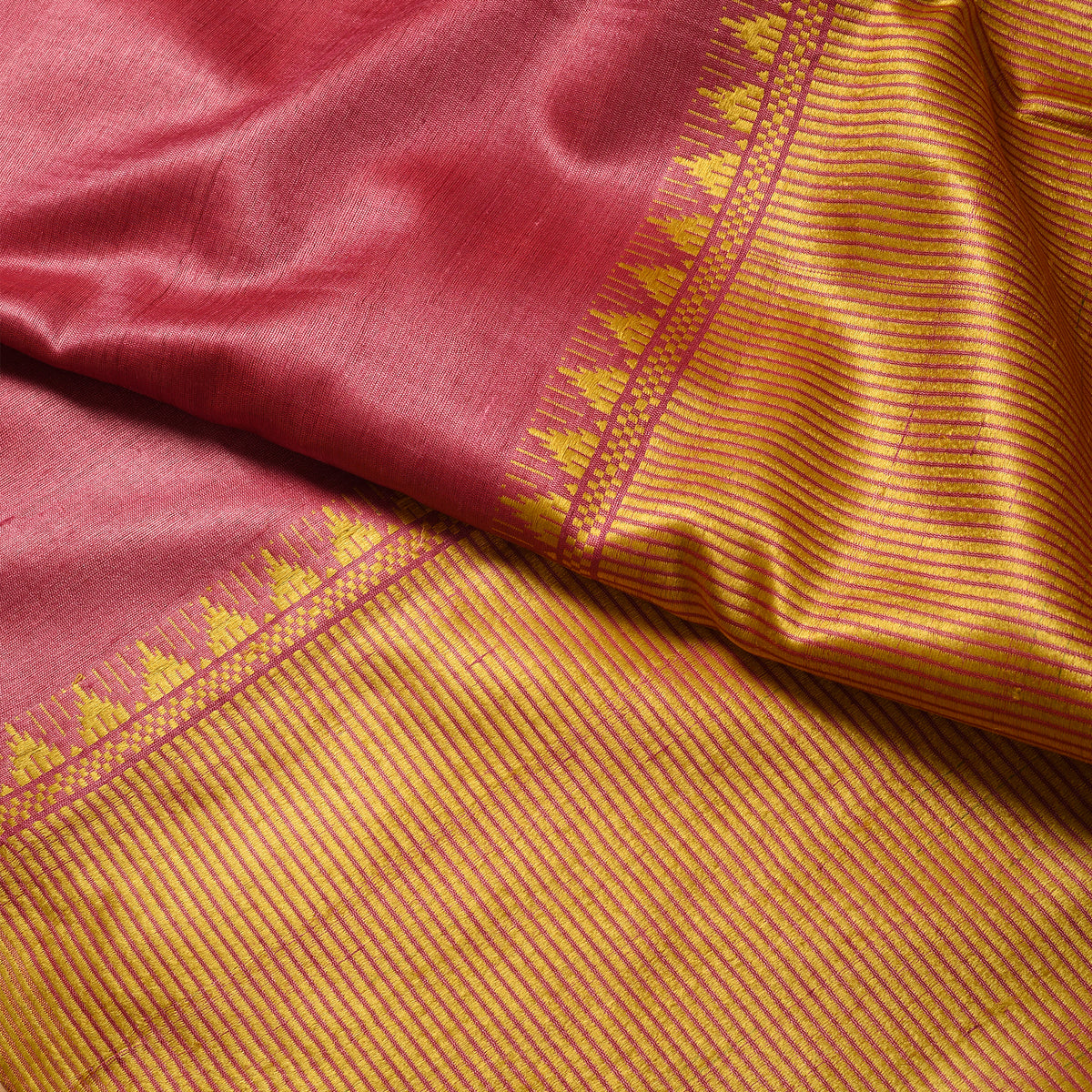 KUMBHA Handloom Tussar Silk Sari - Pink