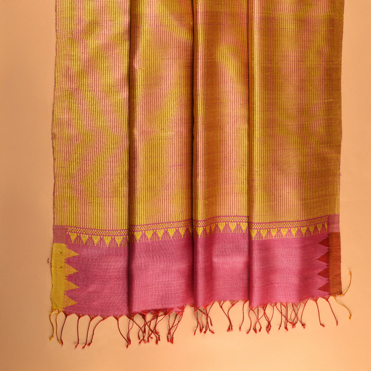 KUMBHA Handloom Tussar Silk Sari - Pink