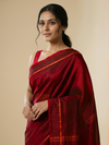 Shunya Ikat Silk Handwoven sari- Maroon Red