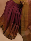 Ikat Tussar New Bijli Handwoven Silk Saree - Wine Rust