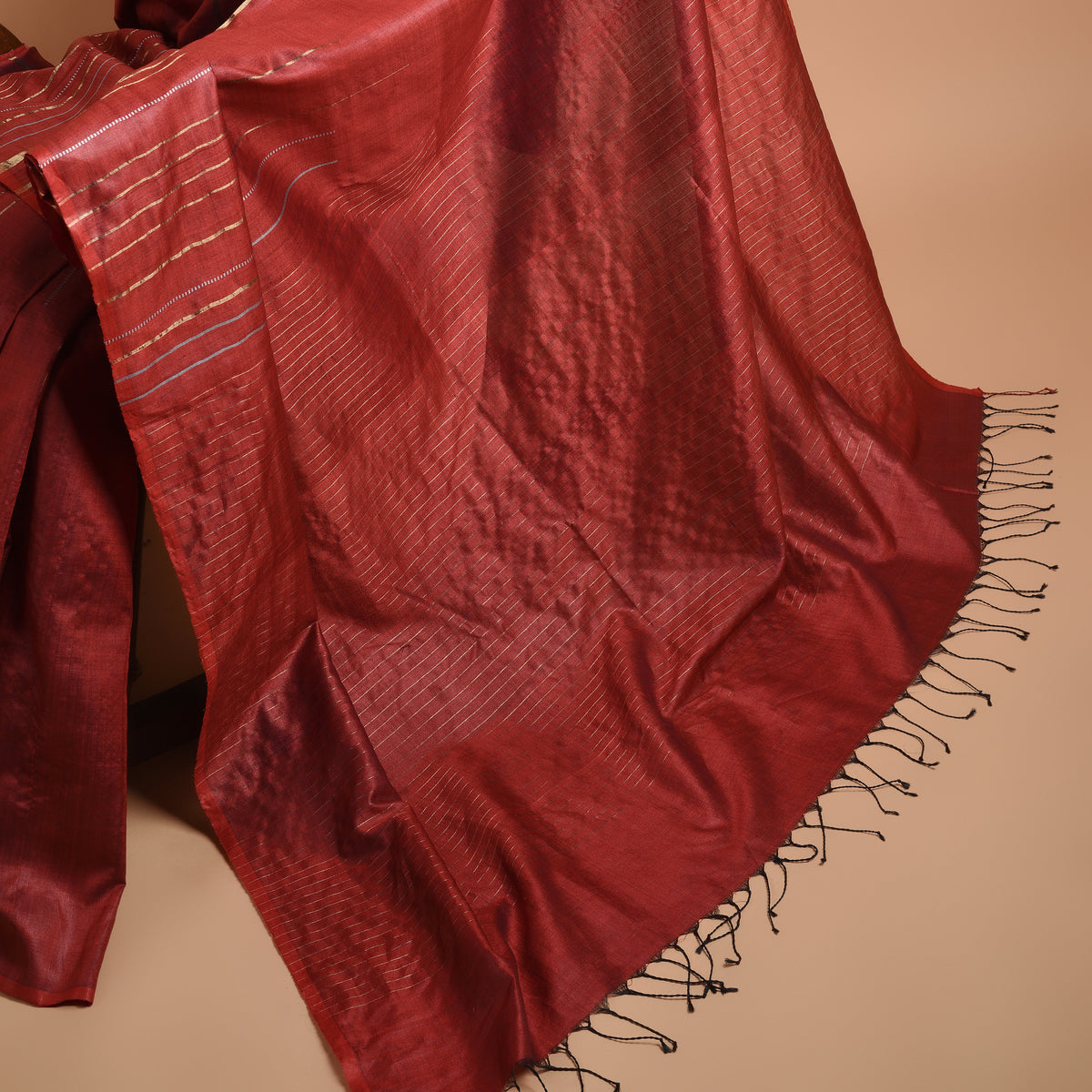 JHOOM Handwoven Tussar Silk Saree - Red
