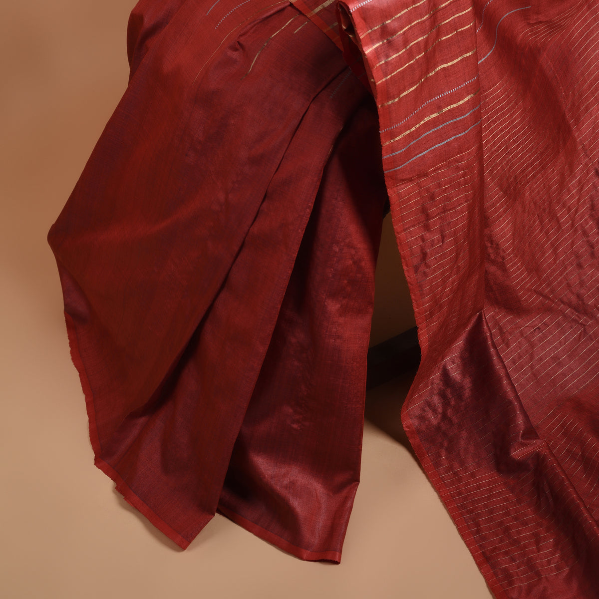 JHOOM Handwoven Tussar Silk Saree - Red