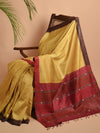 SAGAR Handwoven Tussar Silk Saree - Golden Yellow