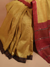 SAGAR Handwoven Tussar Silk Saree - Golden Yellow