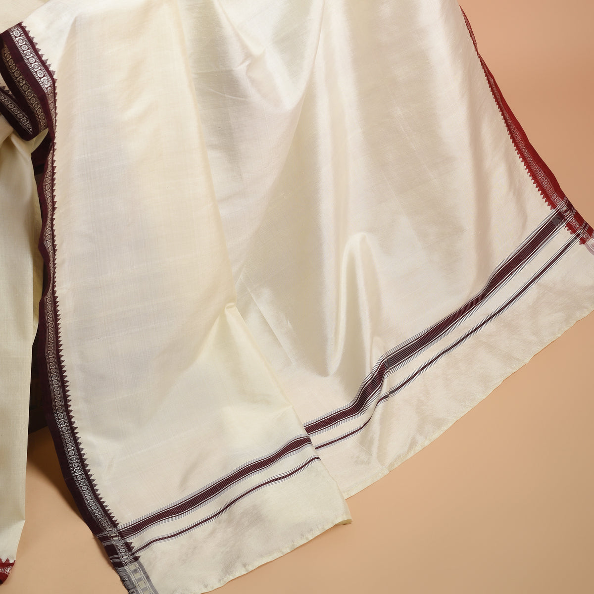 SANJUKTA Handwoven Silk Saree - Ivory