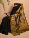 SAPNA IKAT Handwoven Silk Saree -Black and  Copper