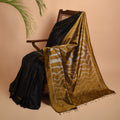 SAPNA IKAT Handwoven Silk Saree -Black and  Copper