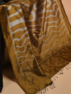 SAPNA IKAT Handwoven Silk Saree -Black and  Copper