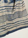 DABU ZIG ZAG Tussar Silk Sari - Indigo Blue