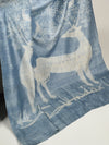DABU DEER PRINT Tussar Silk Sari - Blue