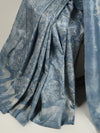 DABU DEER PRINT Tussar Silk Sari - Blue