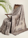 DABU DEER PRINT Tussar Silk Sari - Brown