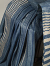 DABU STRIPES Tussar Silk Sari - Blue