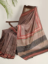 DABU SAHRANG STRIPES Tussar Silk Sari - Green - Vriksh Designs