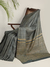 DABU SMALL CHECK Tussar Silk Sari - Indigo Blue
