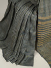 DABU SMALL CHECK Tussar Silk Sari - Indigo Blue