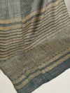 DABU SMALL CHECK Tussar Silk Sari - Indigo Blue