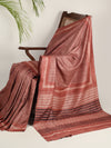 DABU STRIPES Tussar Silk Sari - Pink