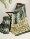 DABU ZIG ZAG  Tussar Silk Sari - Green