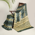 DABU ZIG ZAG  Tussar Silk Sari - Green