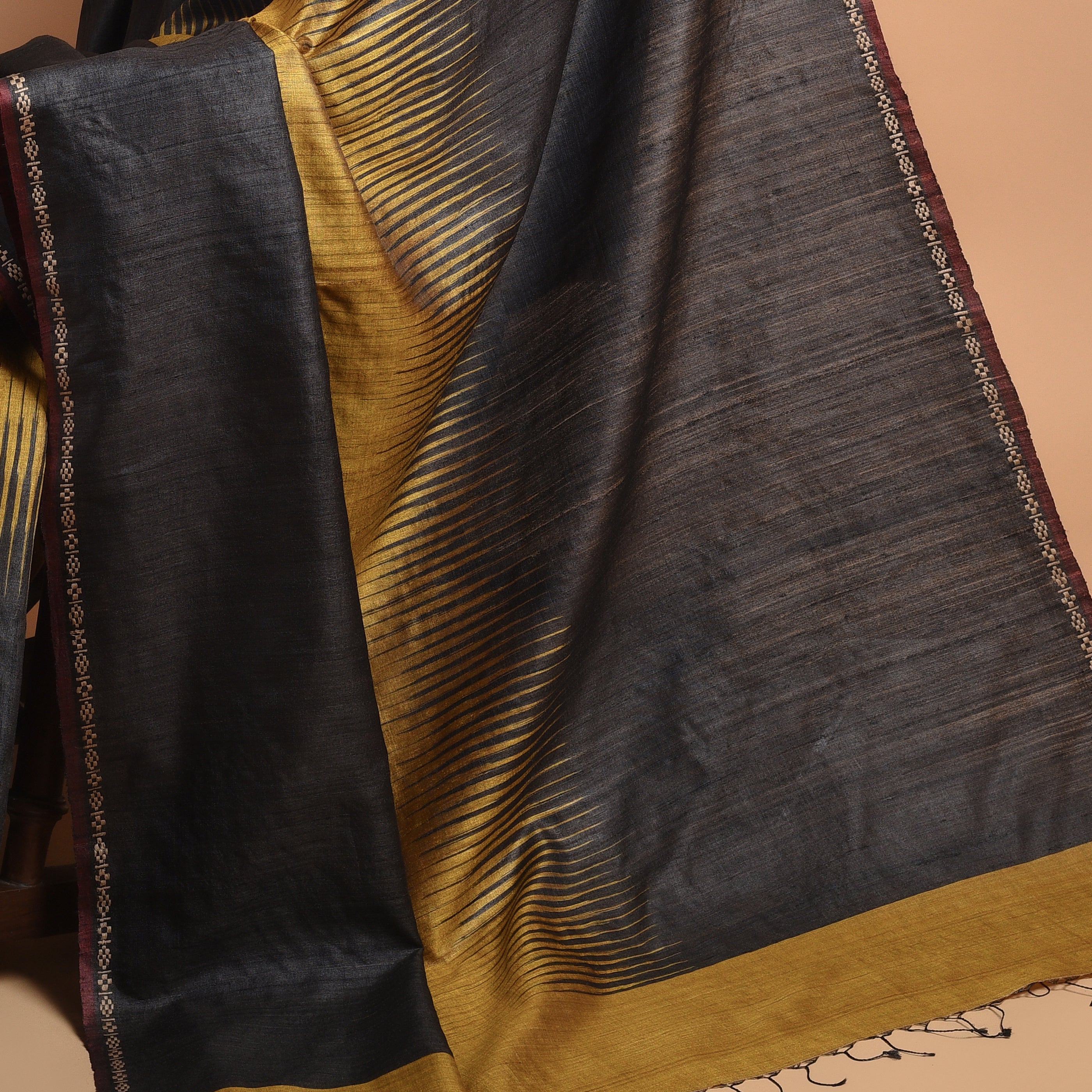JWALA Handwoven Silk Ikat Saree - Black
