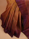 Ikat Tussar New Bijli Handwoven Silk Saree - Gold - Vriksh Designs
